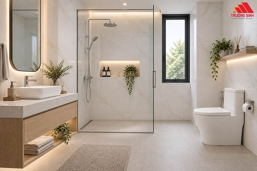 Sử dụng gạch vân đá tạo điểm nhấn