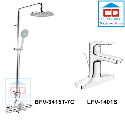 Sen cây tắm nhiệt độ Inax BFV-3415T-8C mạ Cr/Ni cao cấp
