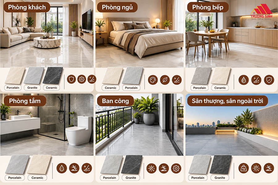 Cách chọn gạch ốp lát theo từng khu vực