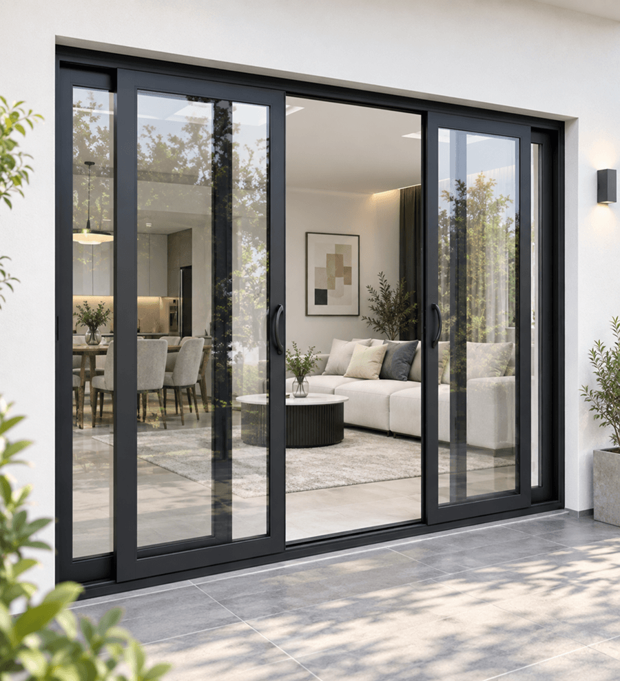 Thiết kế cửa nhôm kính mở trượt 4 cánh hiện đại