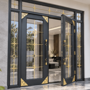 Các chi tiết hoa văn trên cánh cửa tạo nên vẻ đẹp đẳng cấp, sang trọng