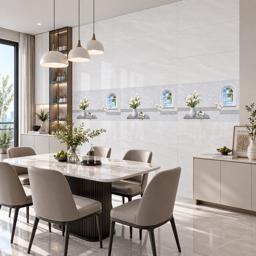 Bề mặt tường bóng dễ vệ sinh, tạo sự sạch sẽ và sáng thoáng