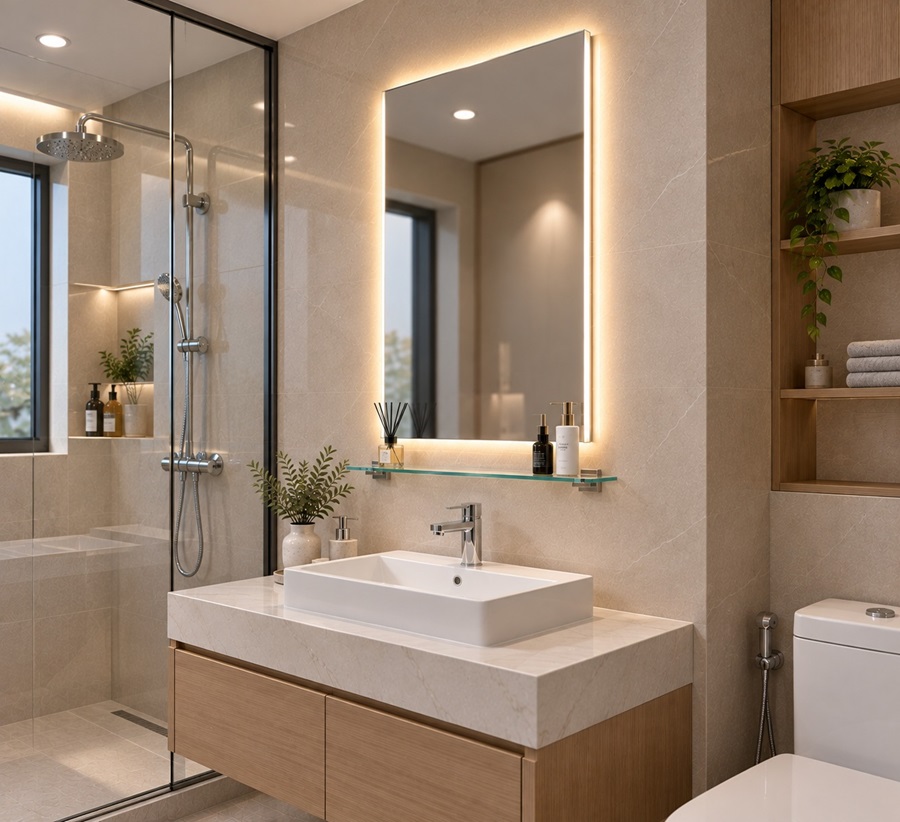 Gương tráng bạc KF - 6090VA hiện đại