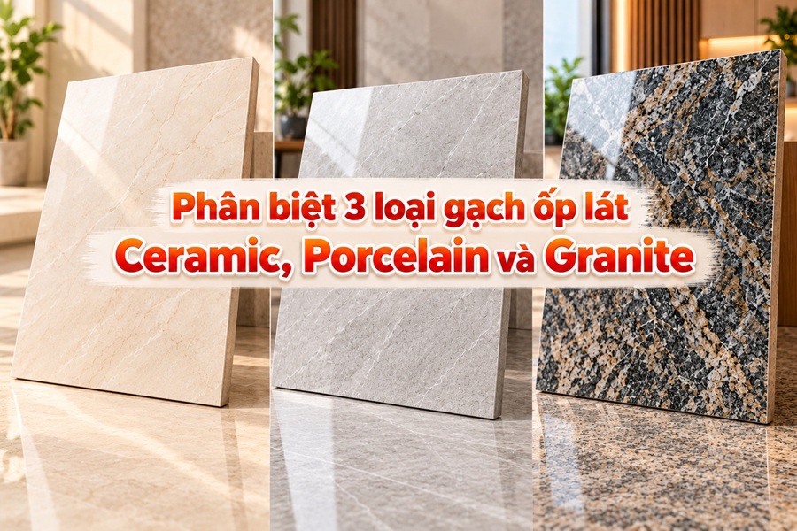 Phân biệt gạch ốp lát Ceramic, Porcelain và Granite