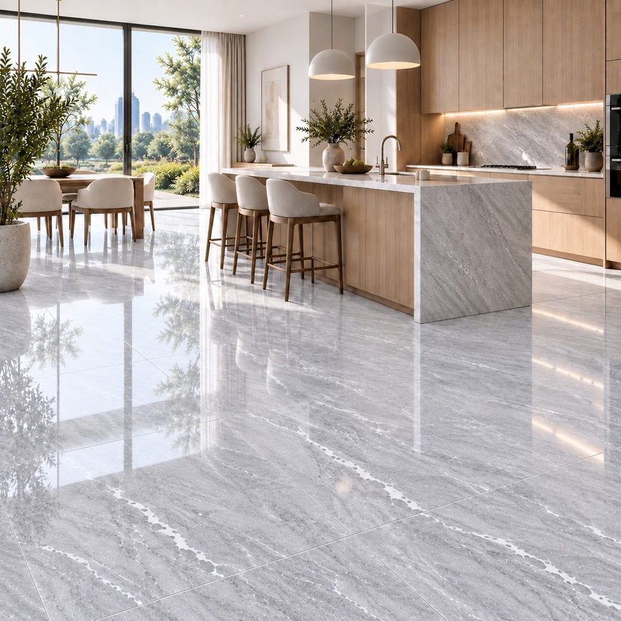Thiết kế phòng bếp sử dụng gạch Porcelain 8510