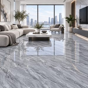 Mẫu thiết kế phòng khách ốp gạch Porcelain 8507