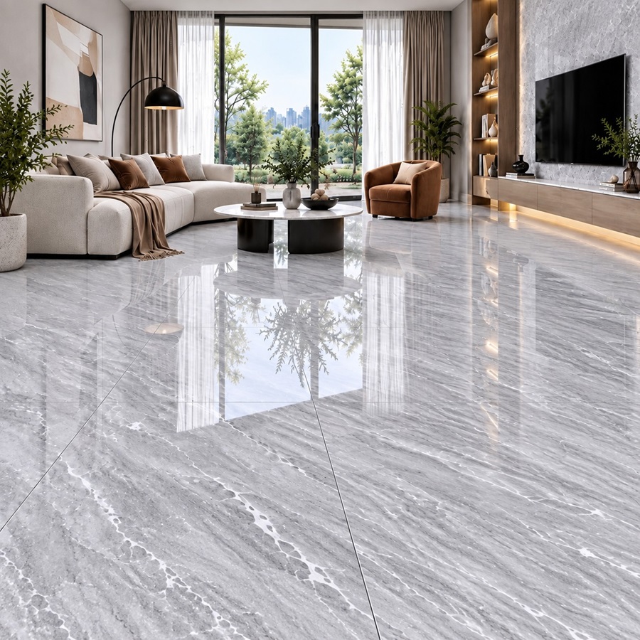 Thiết kế phòng khách sử dụng gạch ốp lát Porcelain 8510 hiện đại, sang trọng