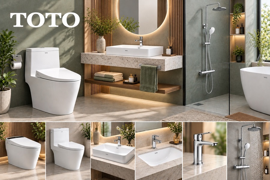 Thương hiệu thiết bị vệ sinh TOTO nổi bật với các dòng sản phẩm đẹp mắt, đồng bộ