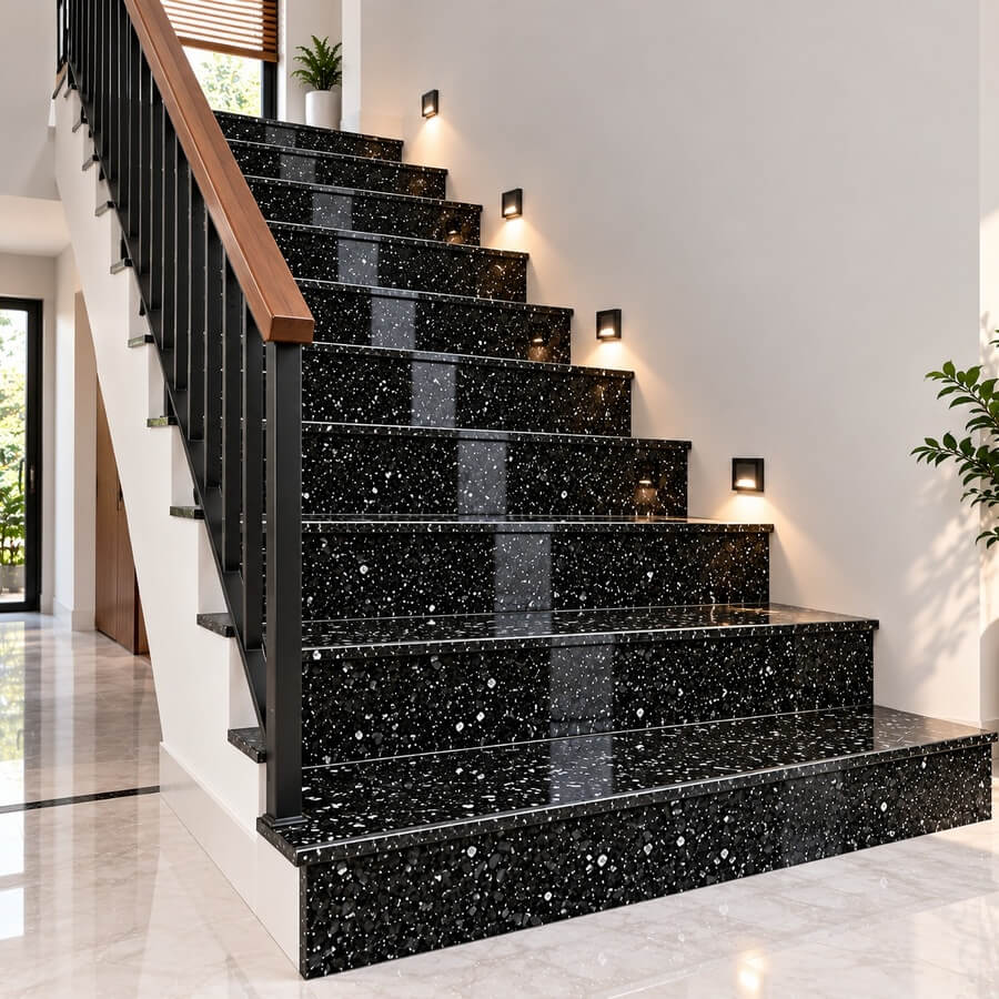 Đá cầu thang Granite xà cừ mắt mèo đẹp
