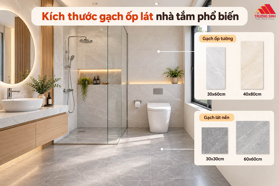 Kích thước gạch ốp lát nhà tắm phổ biến