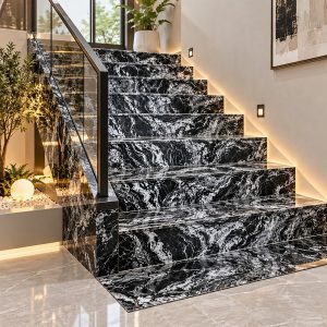 Mẫu đá ốp cầu thang granite black forest tuyệt đẹp