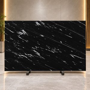 Mẫu đá ốp cầu thang màu đen vân đá tuyệt đẹp Granite Via Lactea