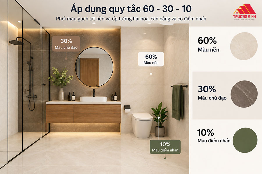 Áp dụng quy tắc phối màu 60 - 30 - 10