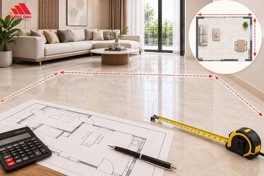 Tính chính xác diện tích căn phòng trước khi ốp lát gạch