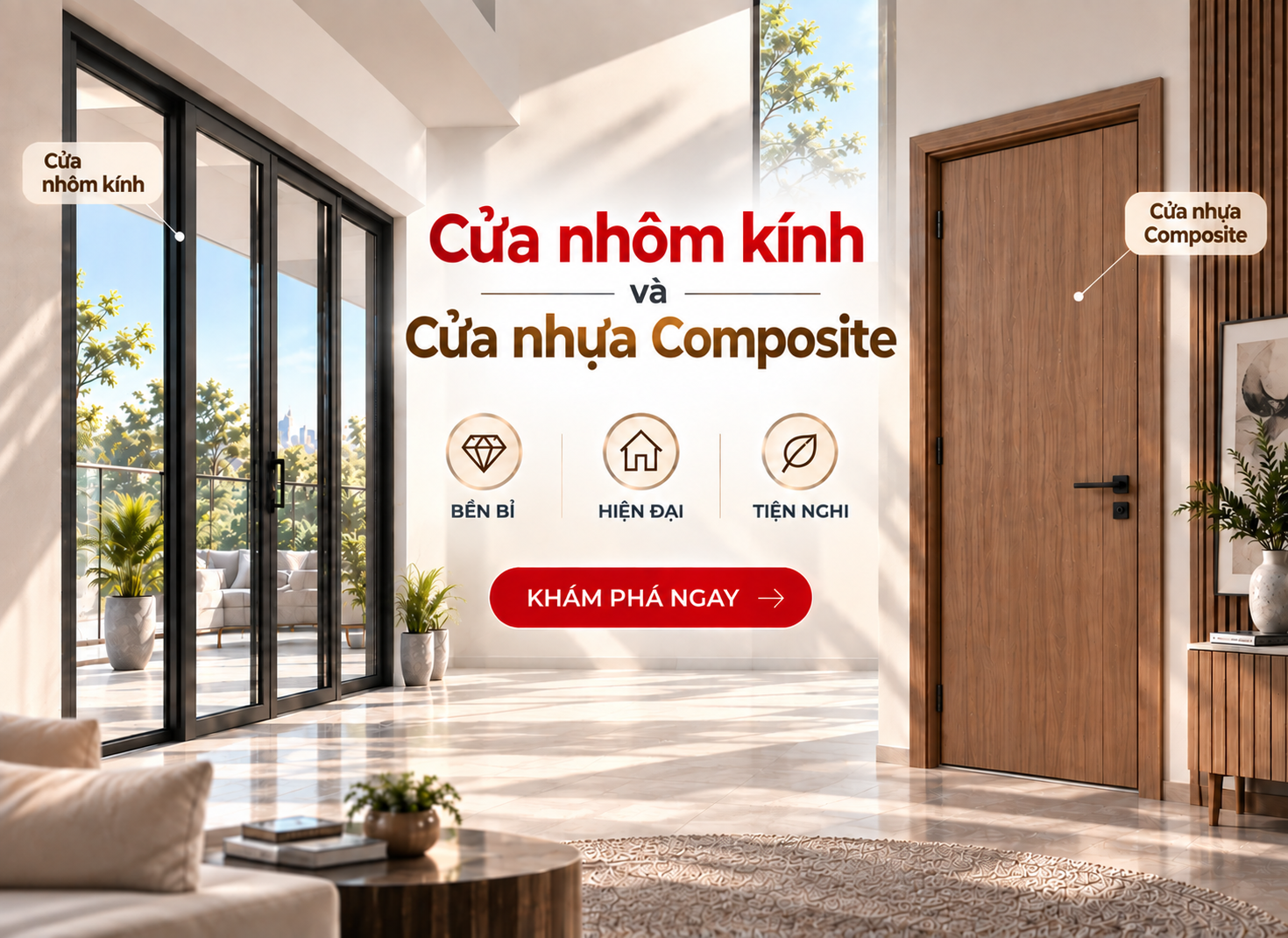Cửa nhôm kính và Cửa nhựa Composite Trường Sinh
